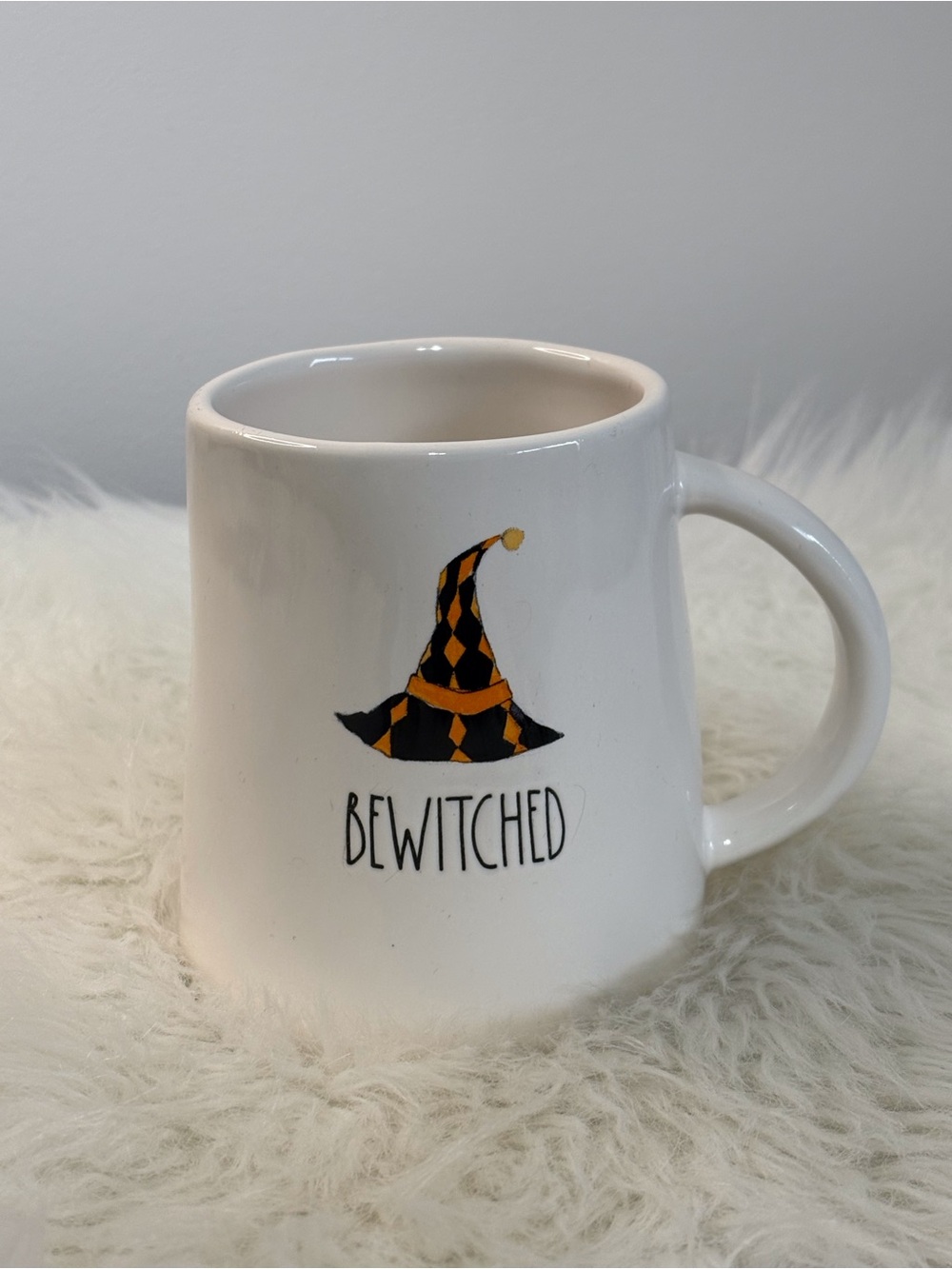 Rae Dunn White Mug with Black and Orange Witch Hat - Bewitched